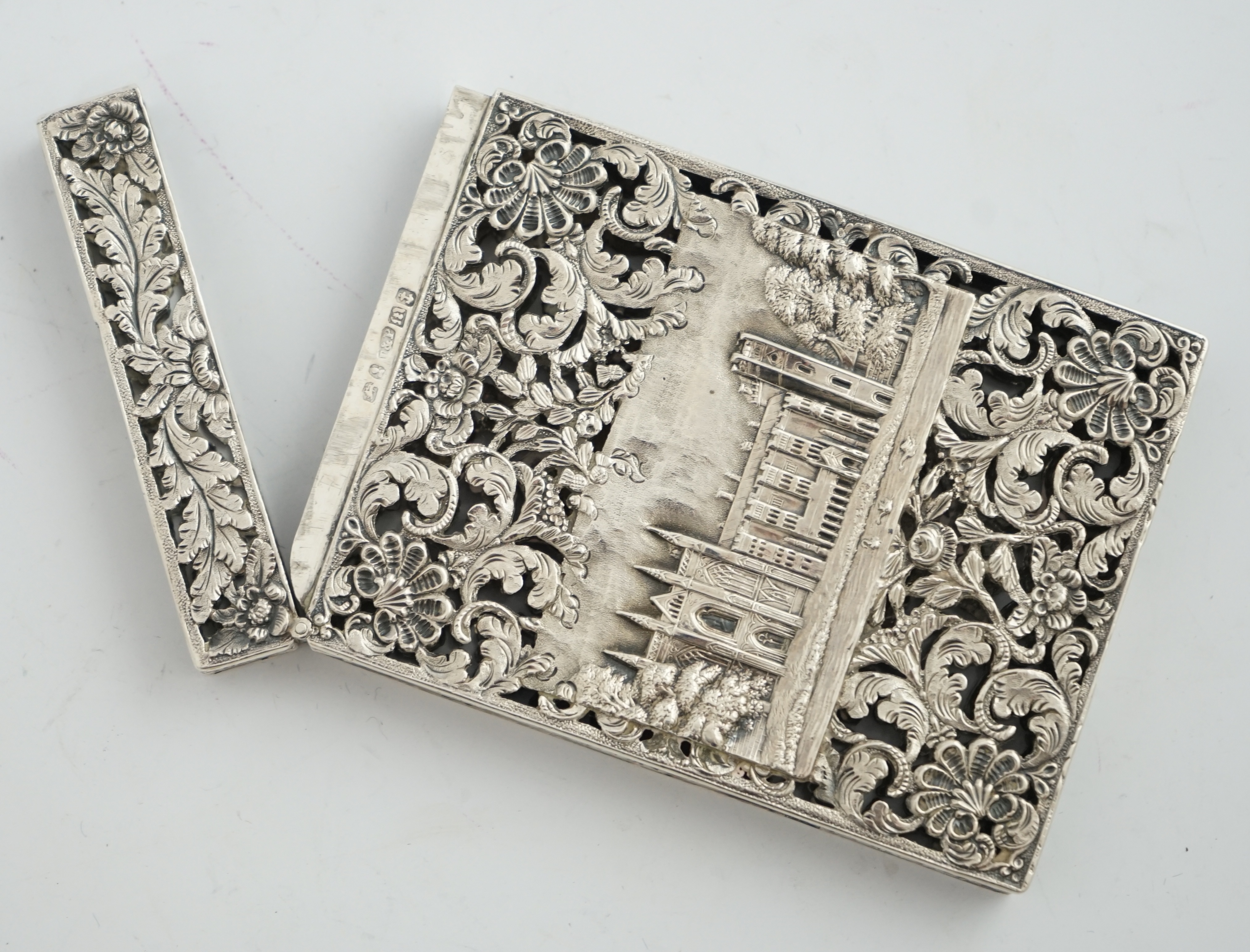 A rare William IV silver castle top card case